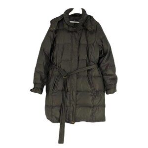 Gap brown  belted puffer trench hooded jacket Med